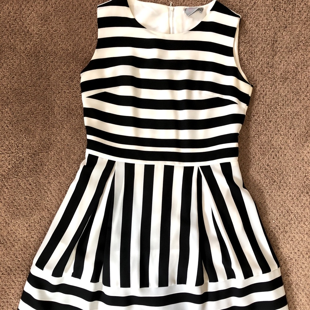 Black and white striped cocktail dress